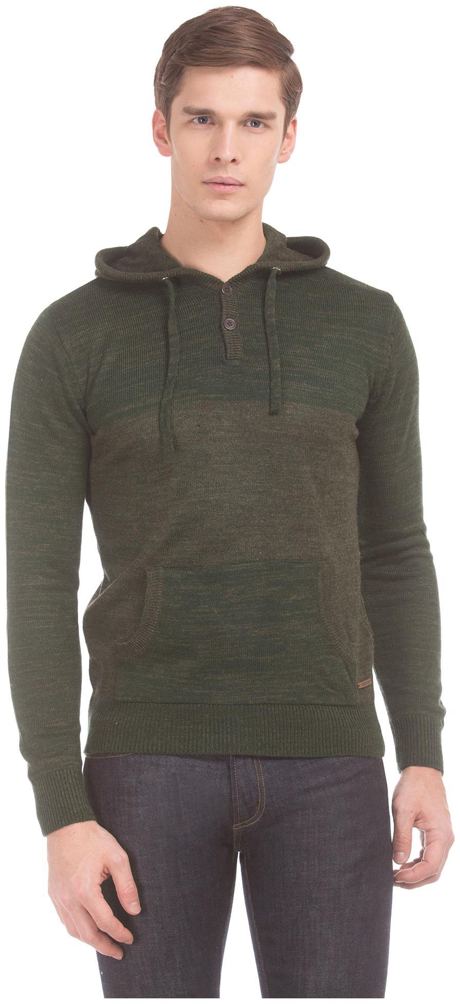

CHEROKEE Men Acrylic Front-Open Sweater Green color