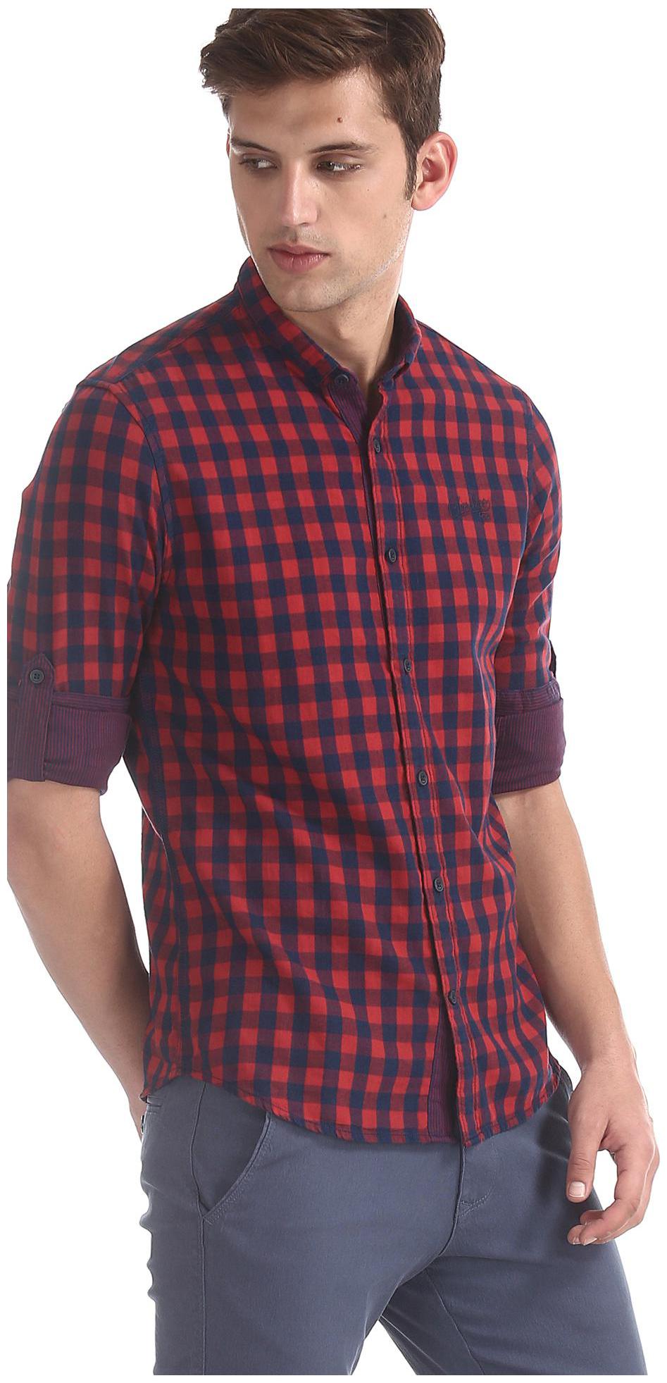 

CHEROKEE Men Red Checked Regular Fit Casual Shirt