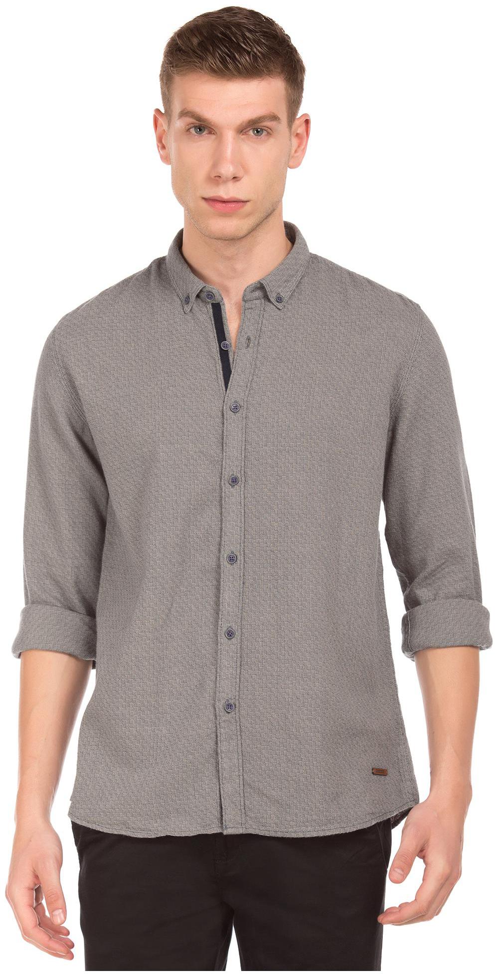 

CHEROKEE Men Grey Weaved Regular Fit Casual Shirt