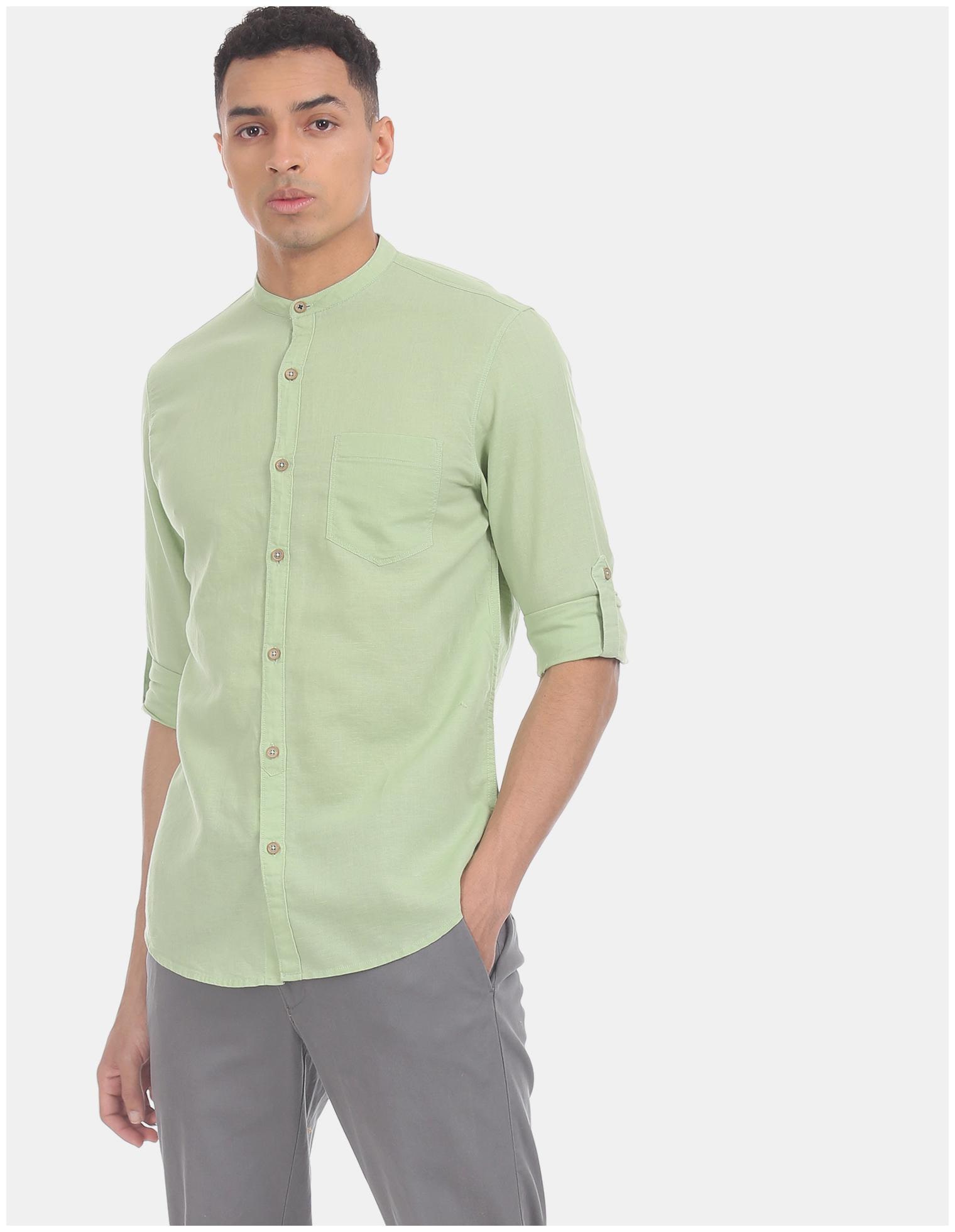

CHEROKEE Men Green Solid Regular Fit Casual Shirt