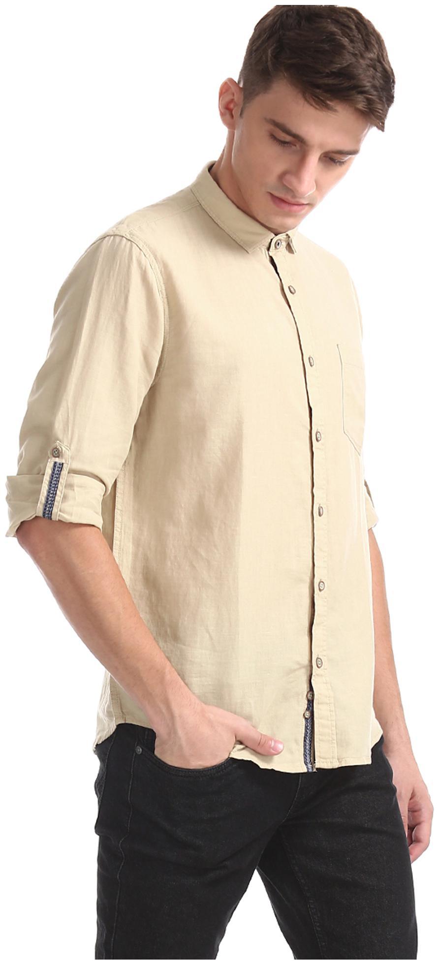

CHEROKEE Men Beige Solid Regular Fit Casual Shirt