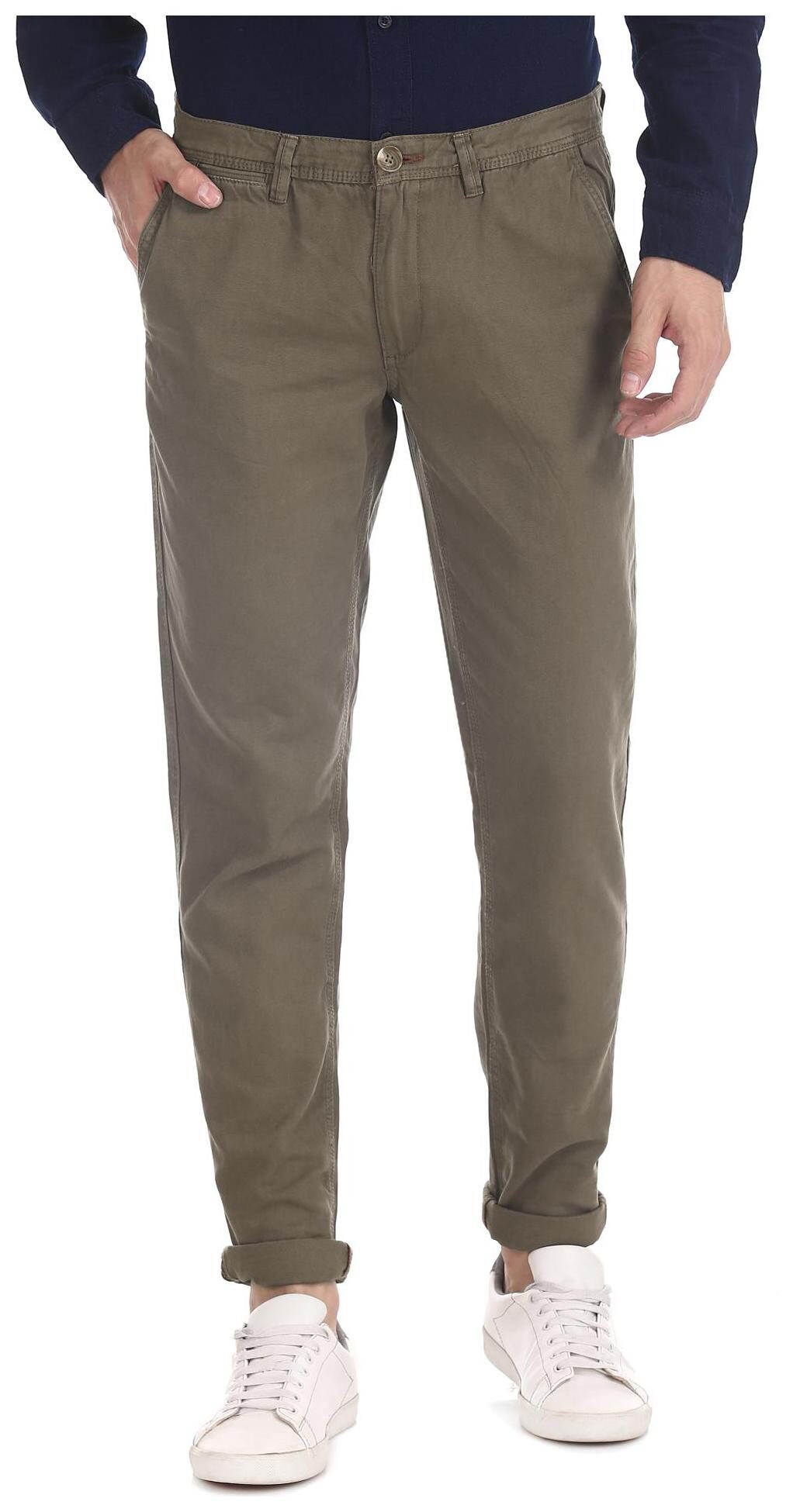 

CHEROKEE Men Brown Solid Slim fit Regular trousers