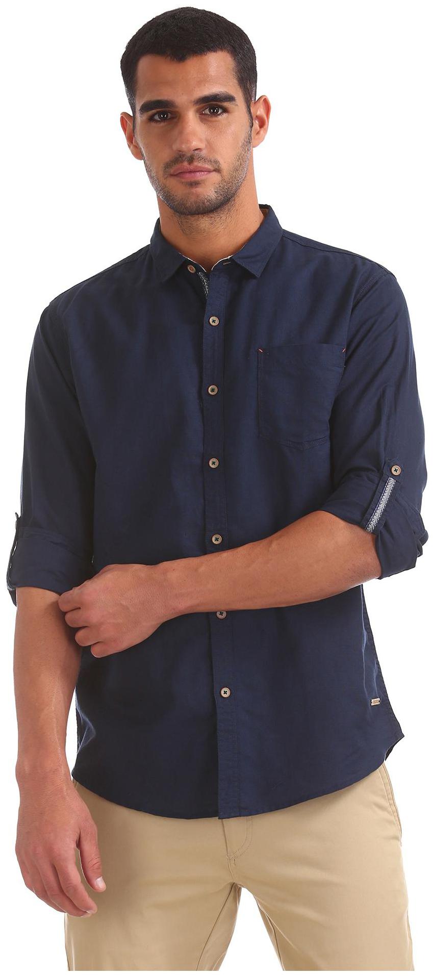 

CHEROKEE Men Blue Solid Regular Fit Casual Shirt