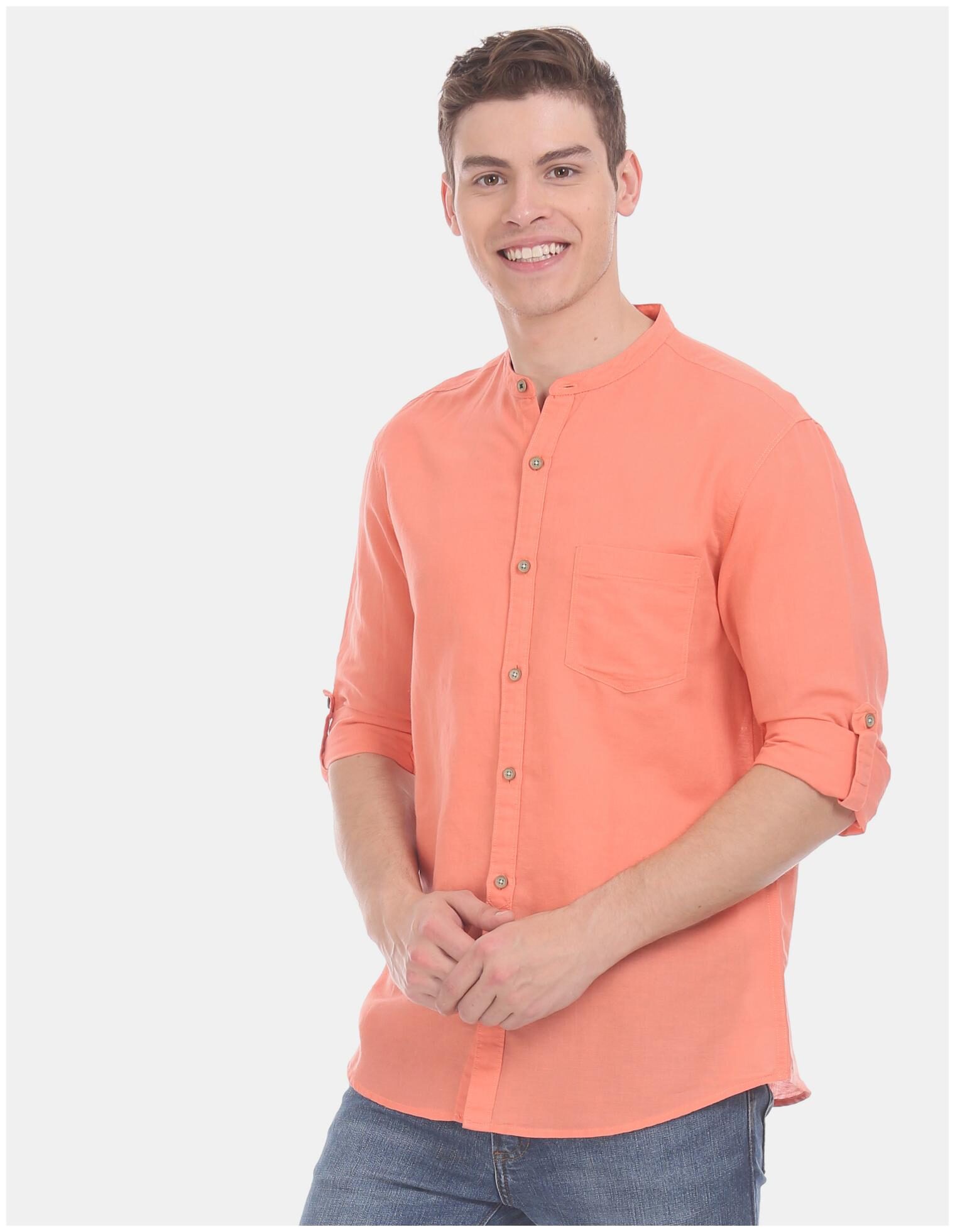 

CHEROKEE Men Orange Solid Regular Fit Casual Shirt