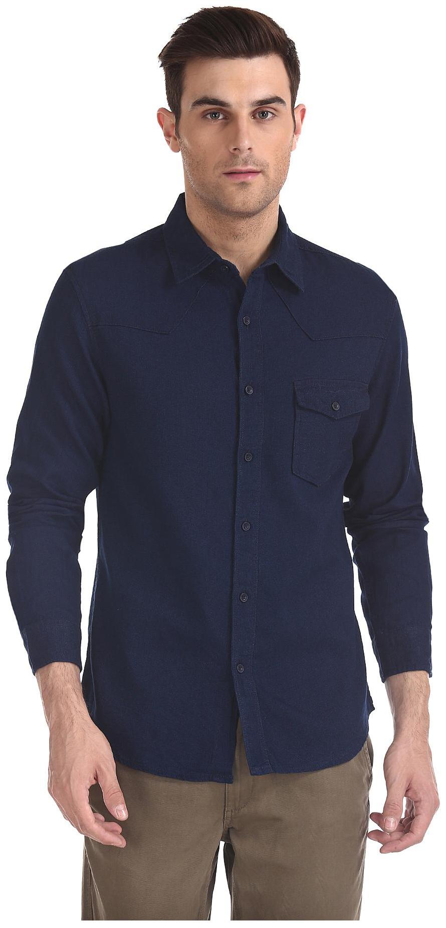

CHEROKEE Men Blue Solid Regular Fit Casual Shirt
