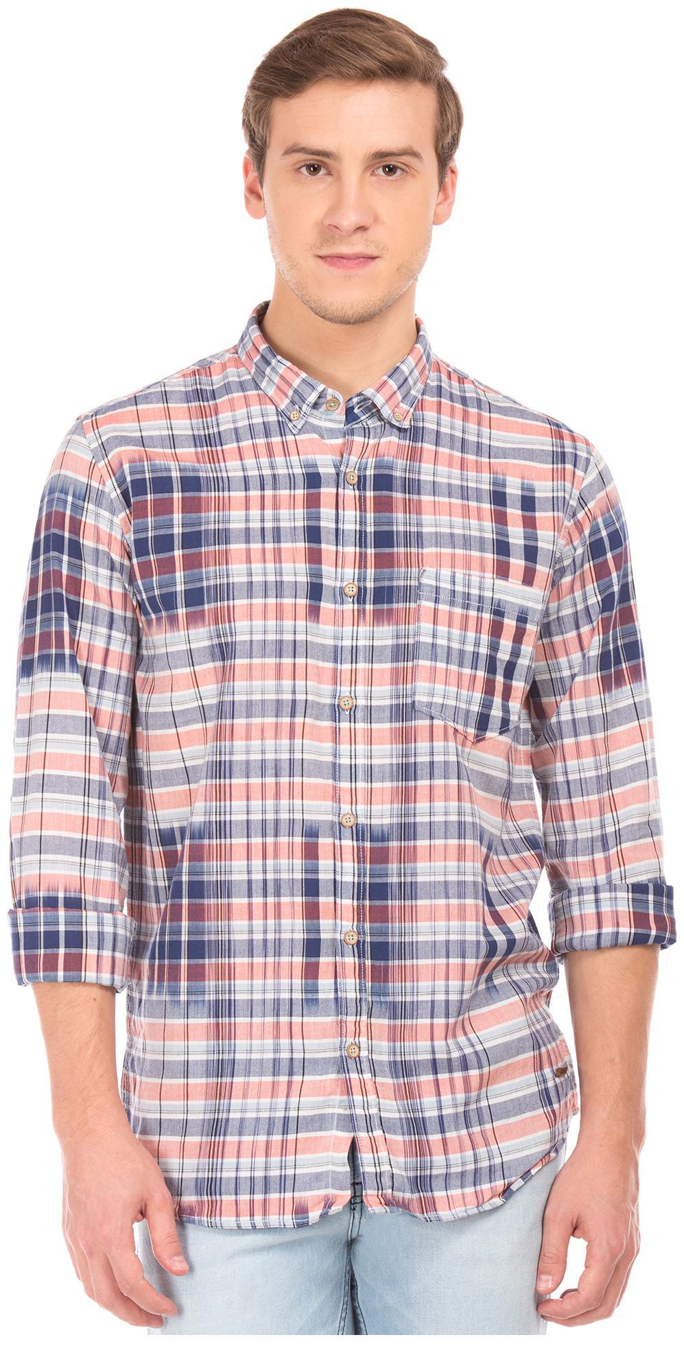 

CHEROKEE Men Blue Checked Regular Fit Casual Shirt