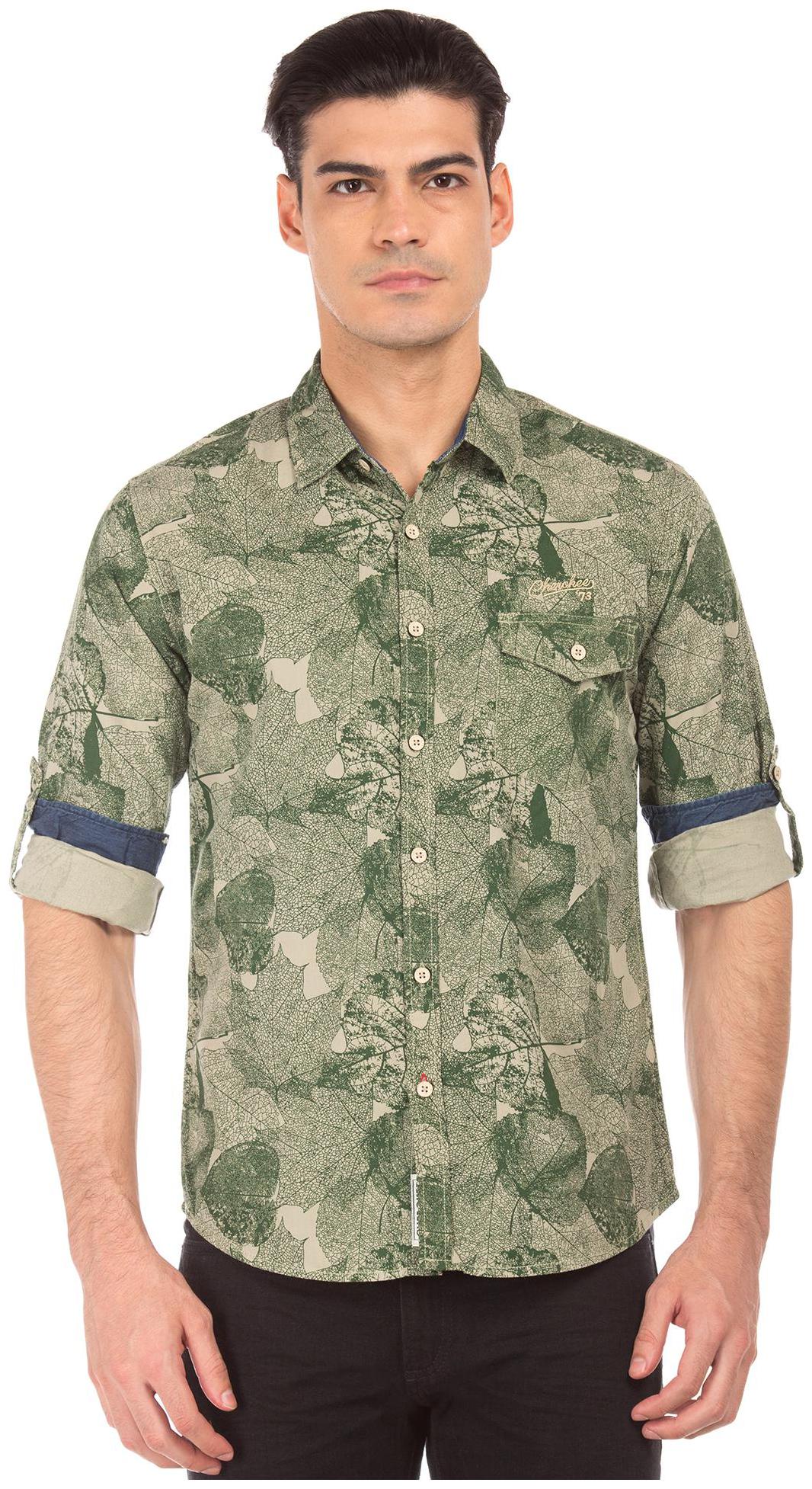 

CHEROKEE Men Green Printed Regular Fit Casual Shirt