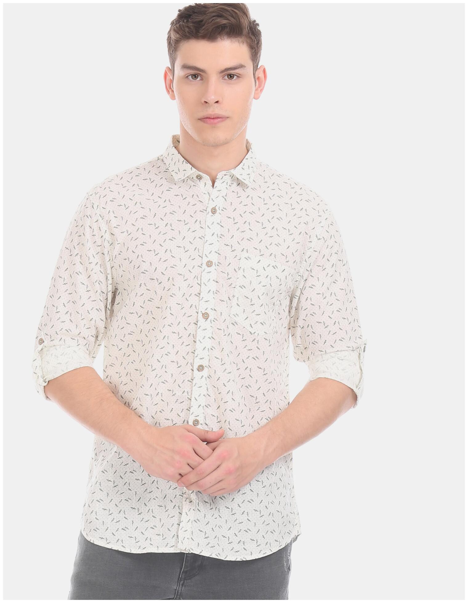 

CHEROKEE Men White Printed Regular Fit Casual Shirt