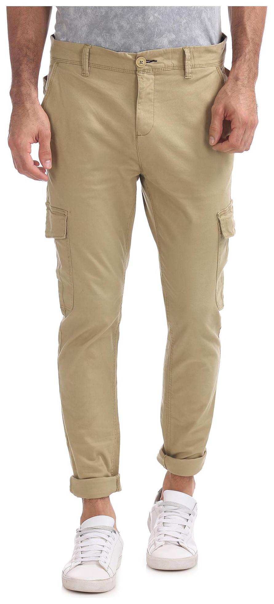 

CHEROKEE Men Brown Solid Regular fit Cargos