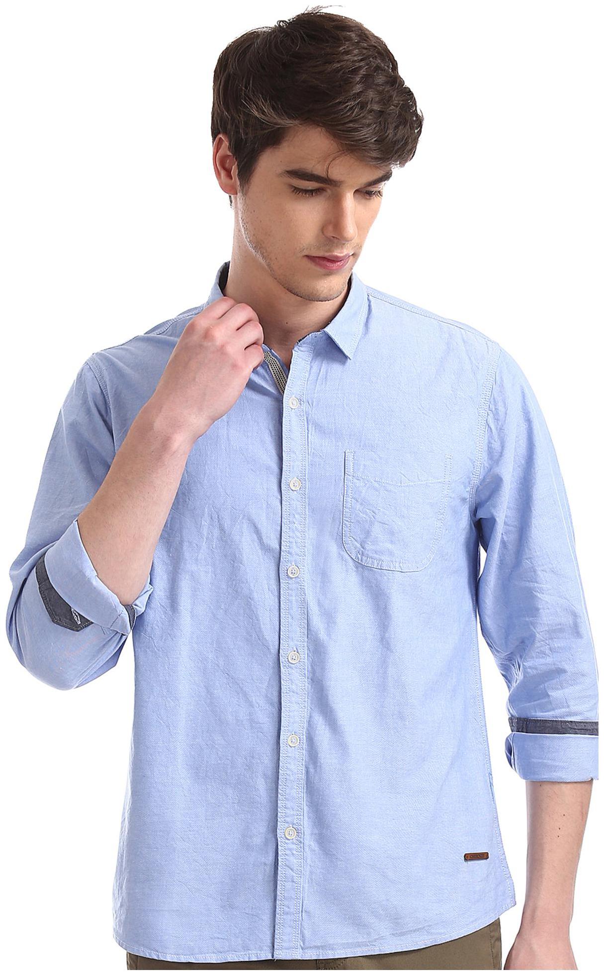 

CHEROKEE Men Blue Solid Regular Fit Casual Shirt