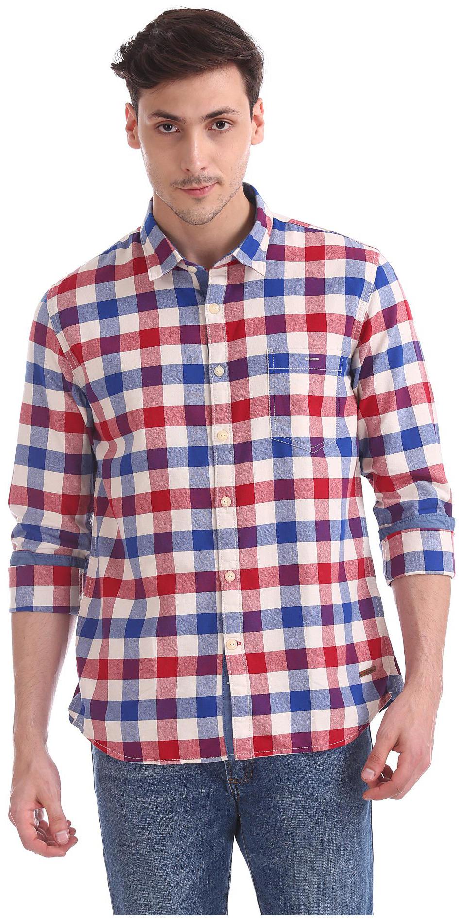 

CHEROKEE Men Red Checked Regular Fit Casual Shirt
