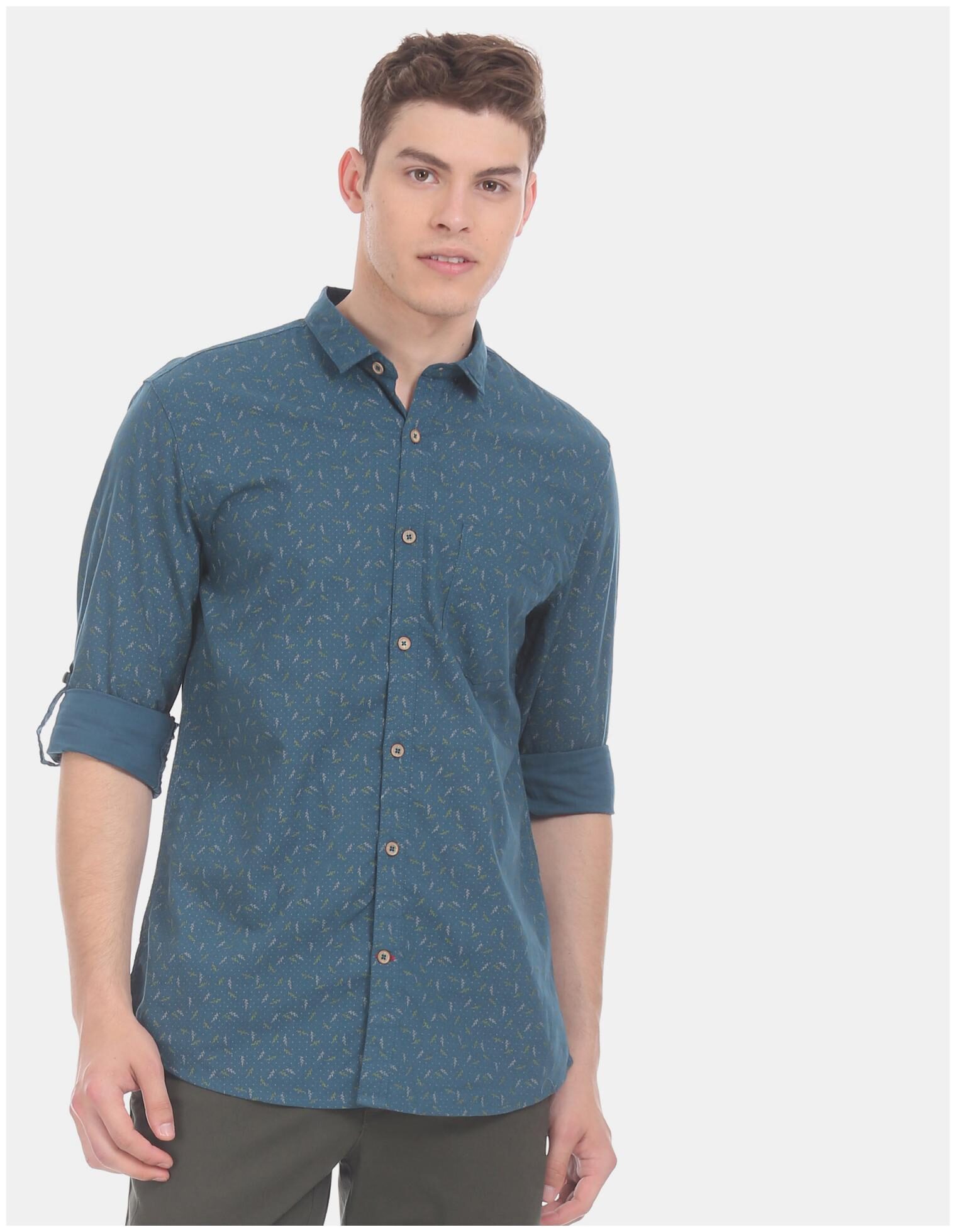 

CHEROKEE Men Blue Printed Regular Fit Casual Shirt