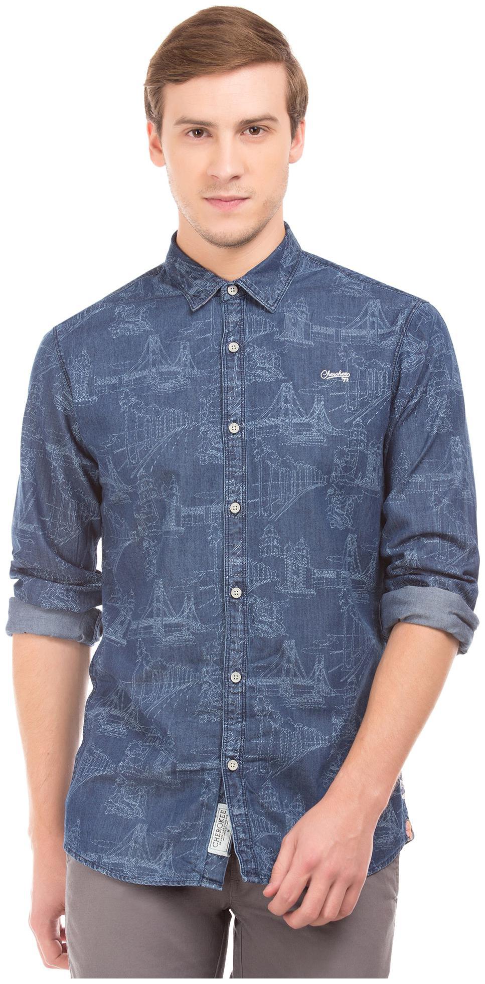 

CHEROKEE Men Blue Printed Slim Fit Casual Shirt