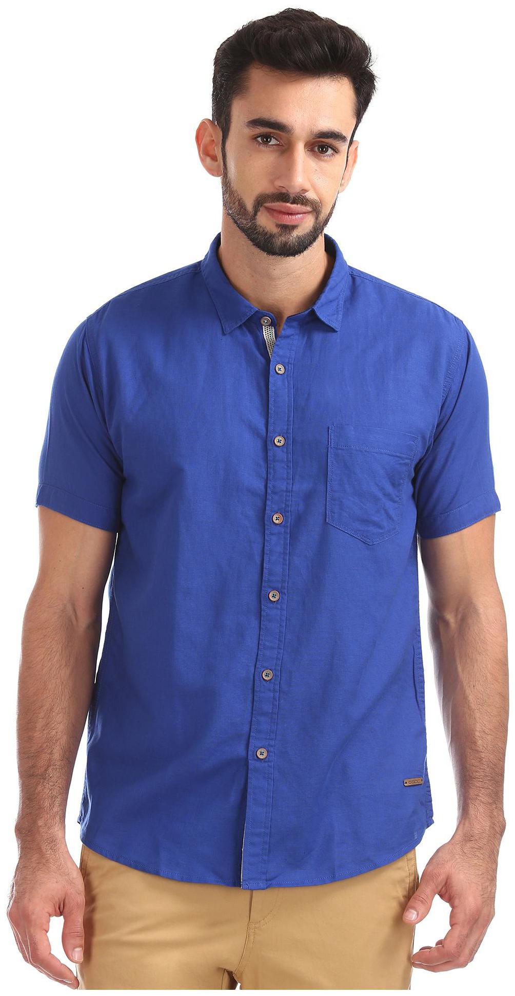 

CHEROKEE Men Blue Solid Regular Fit Casual Shirt