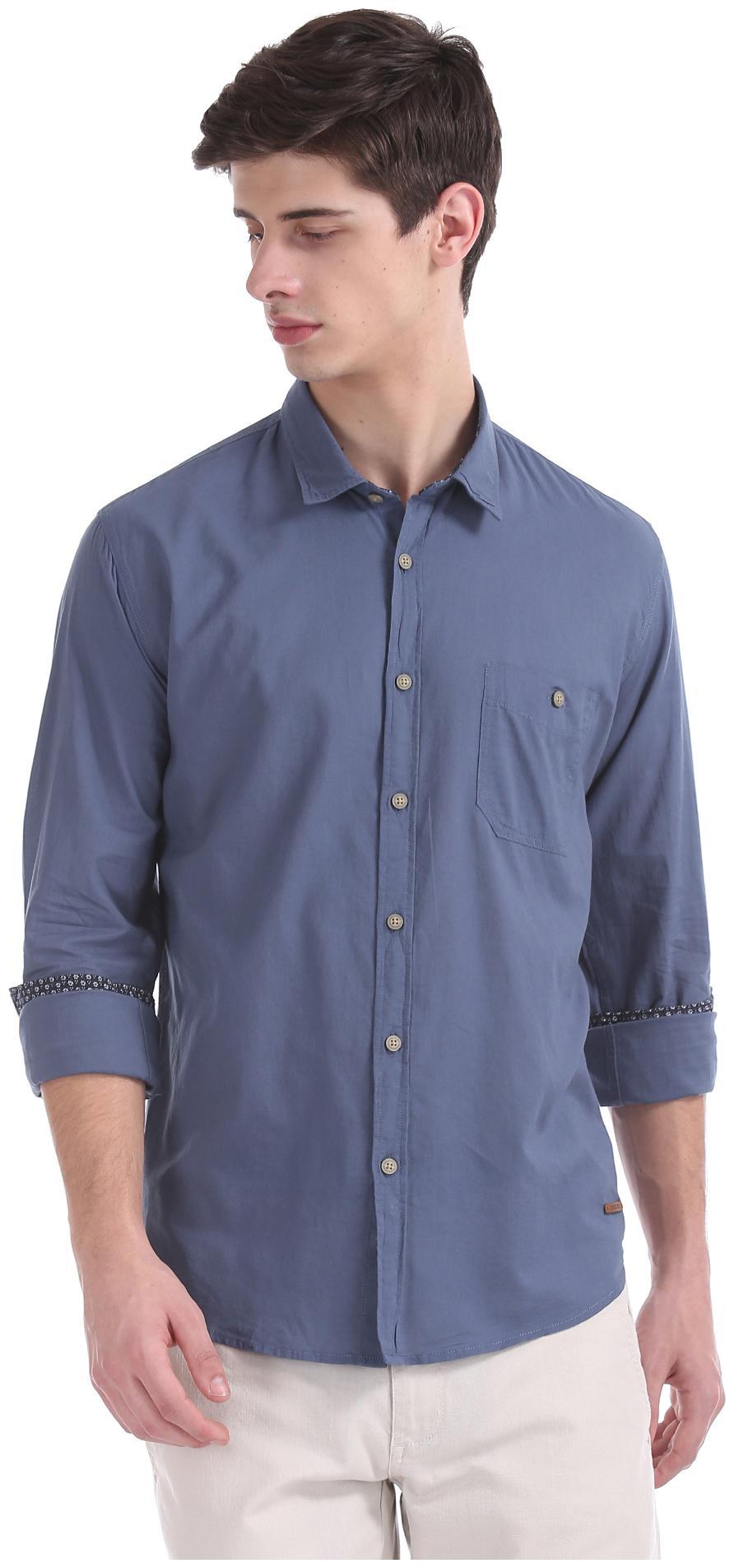 

CHEROKEE Men Blue Solid Regular Fit Casual Shirt