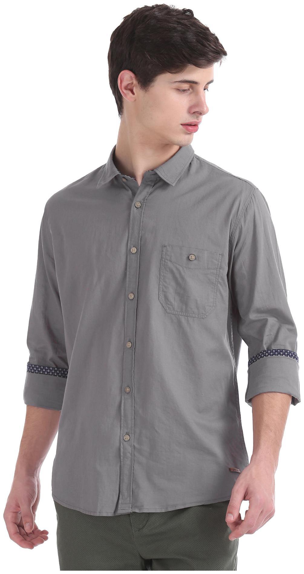 

CHEROKEE Men Grey Solid Regular Fit Casual Shirt