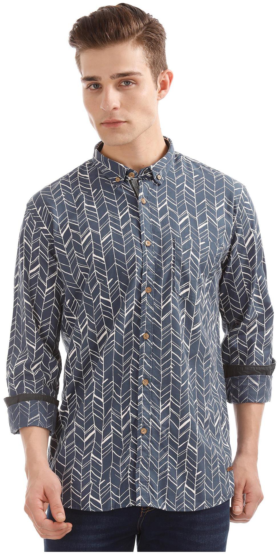 

CHEROKEE Men Blue Printed Regular Fit Casual Shirt