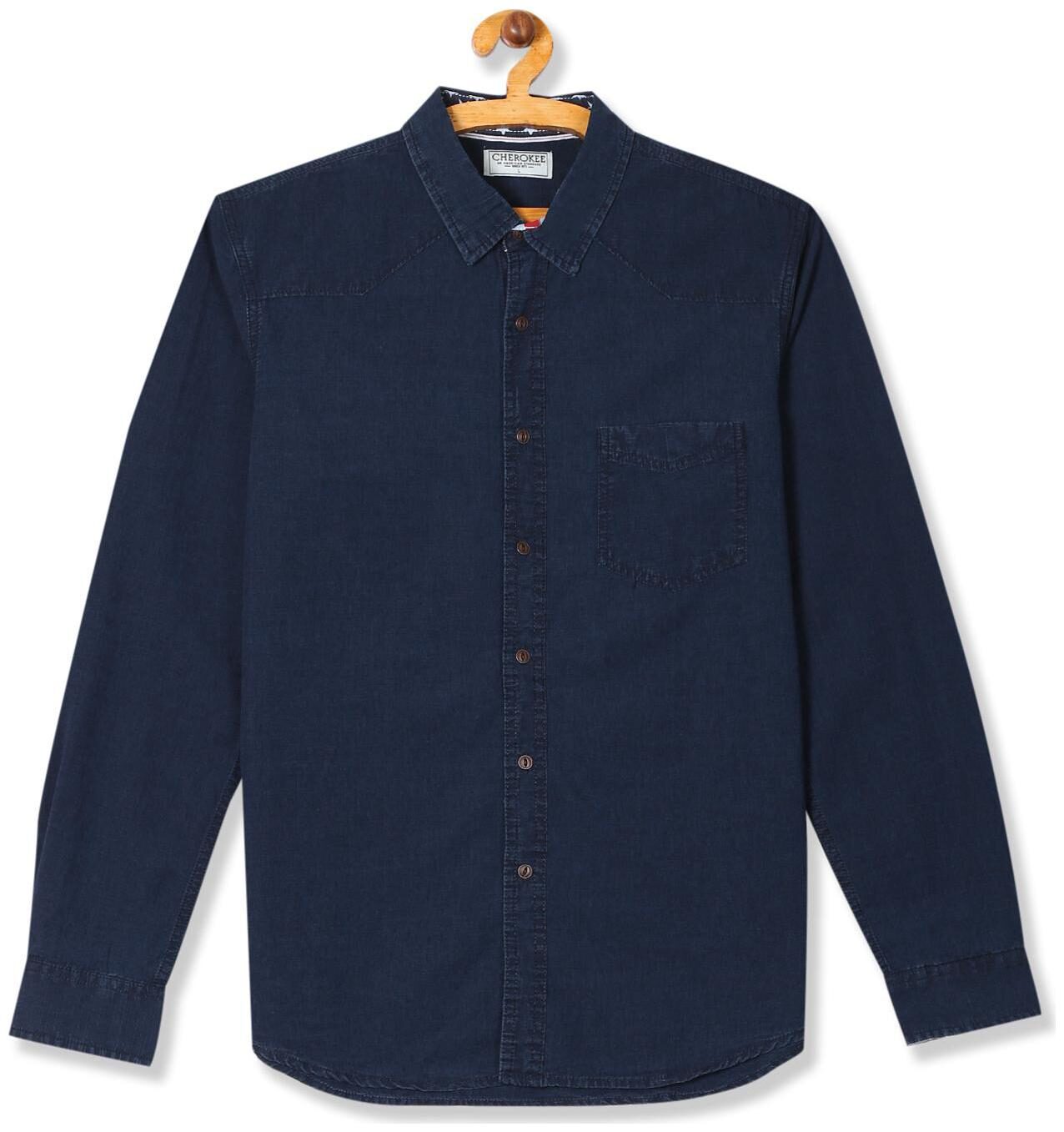 

CHEROKEE Men Blue Solid Regular Fit Casual Shirt