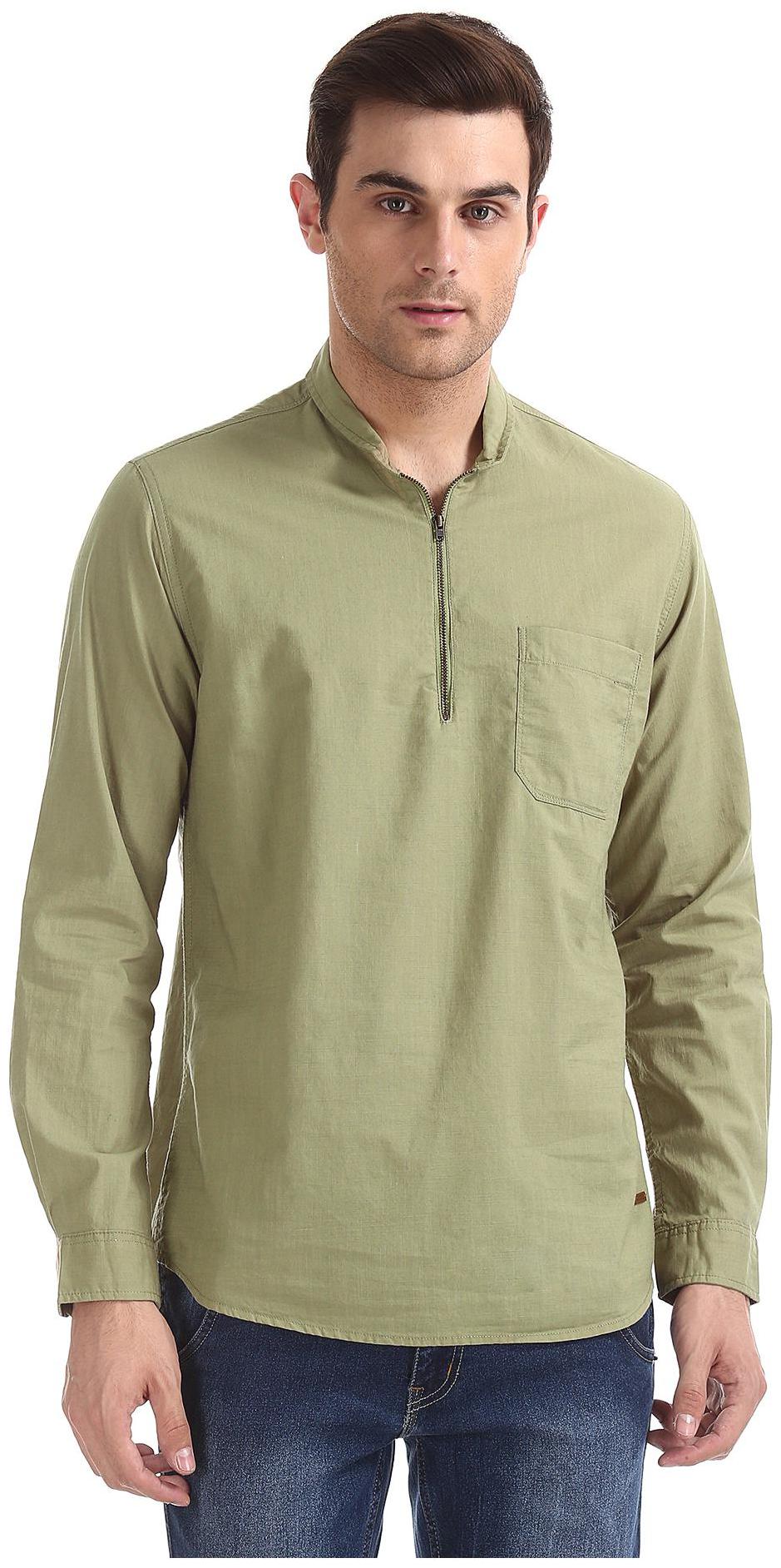 

CHEROKEE Men Green Solid Regular Fit Casual Shirt
