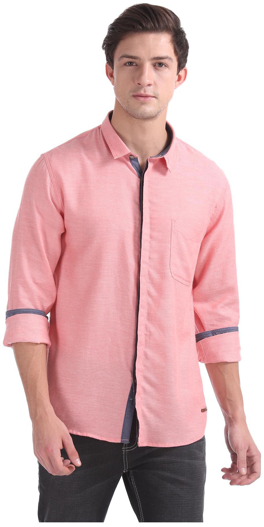 

CHEROKEE Men Pink Solid Regular Fit Casual Shirt