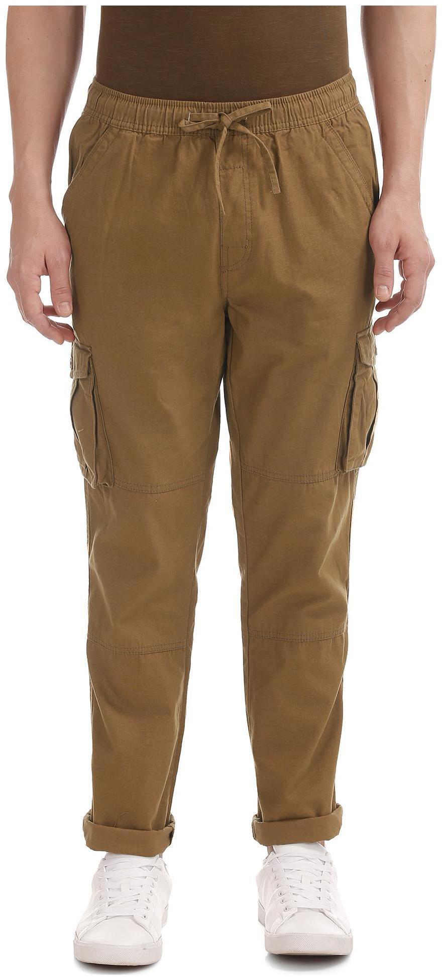 

CHEROKEE Men Brown Solid Regular fit Cargos
