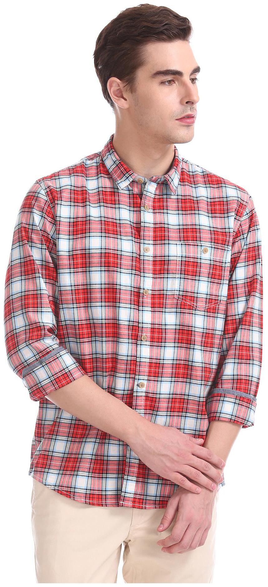 

CHEROKEE Men Red Checked Regular Fit Casual Shirt