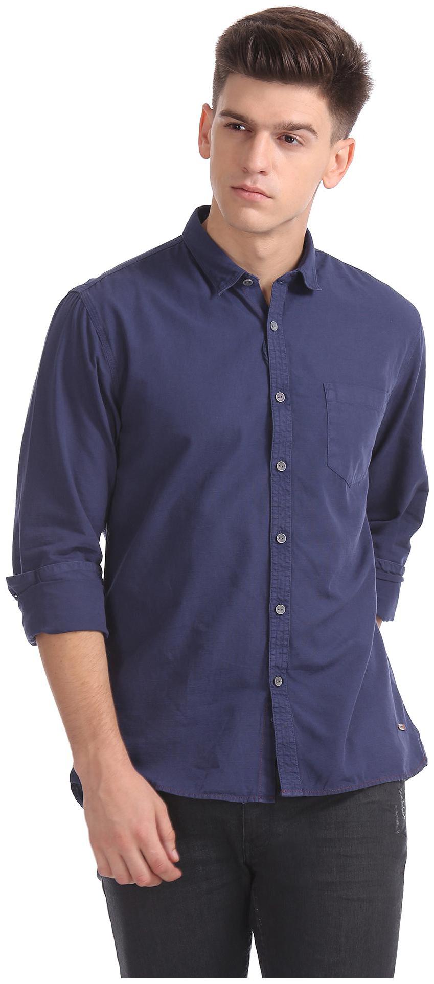 

CHEROKEE Men Blue Solid Regular Fit Casual Shirt
