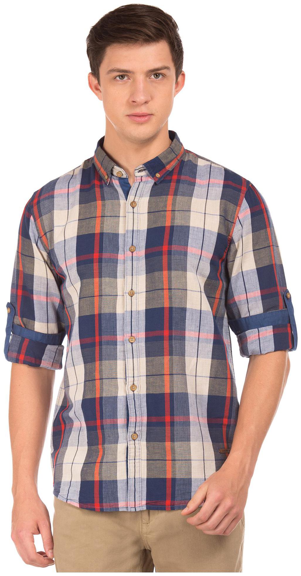 

CHEROKEE Men Blue Checked Regular Fit Casual Shirt