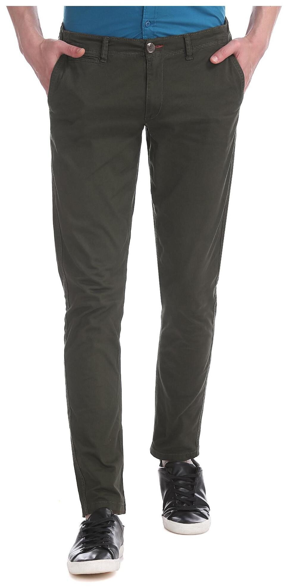 

CHEROKEE Men Green Solid Slim fit Regular trousers