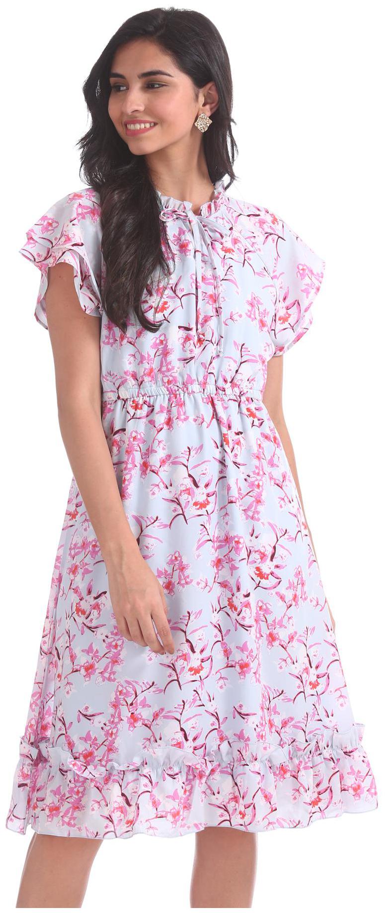 

CHEROKEE Pink Printed Fit flare dress