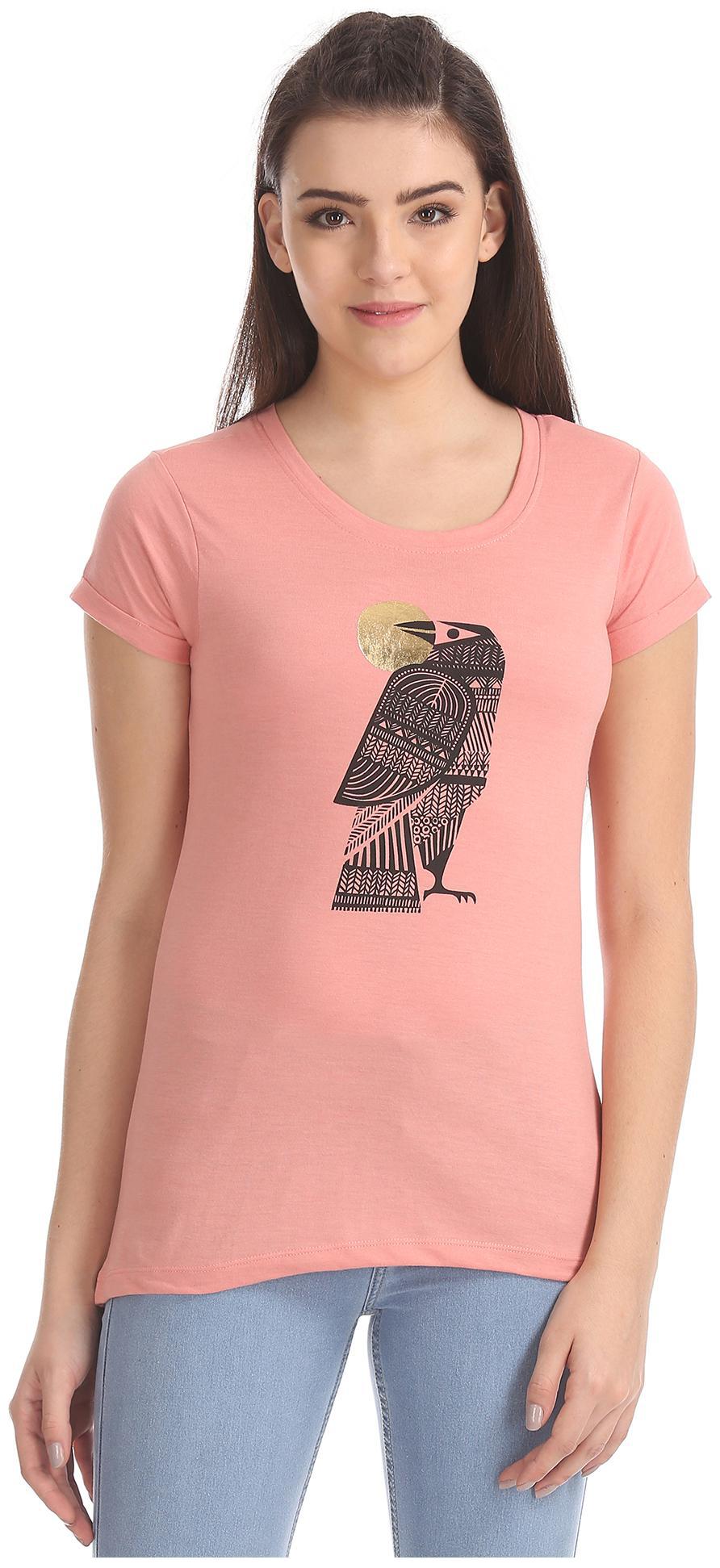 

CHEROKEE Women Pink Regular fit Round neck Cotton T shirt