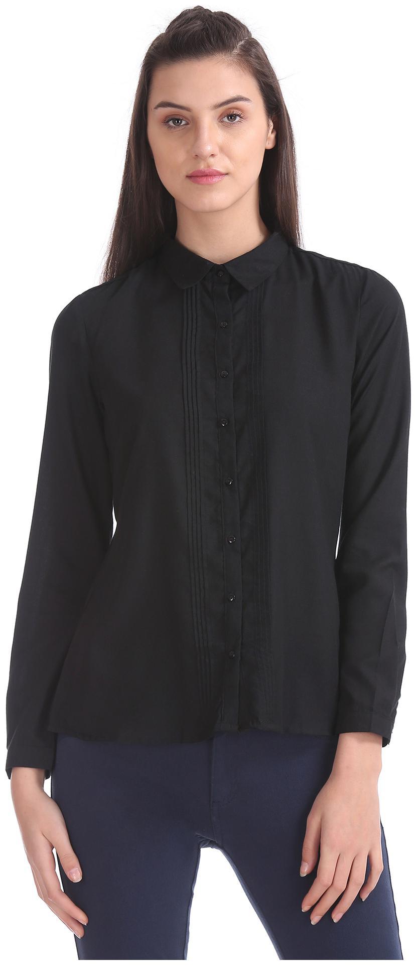 

CHEROKEE Women Black Solid Regular Fit Shirt