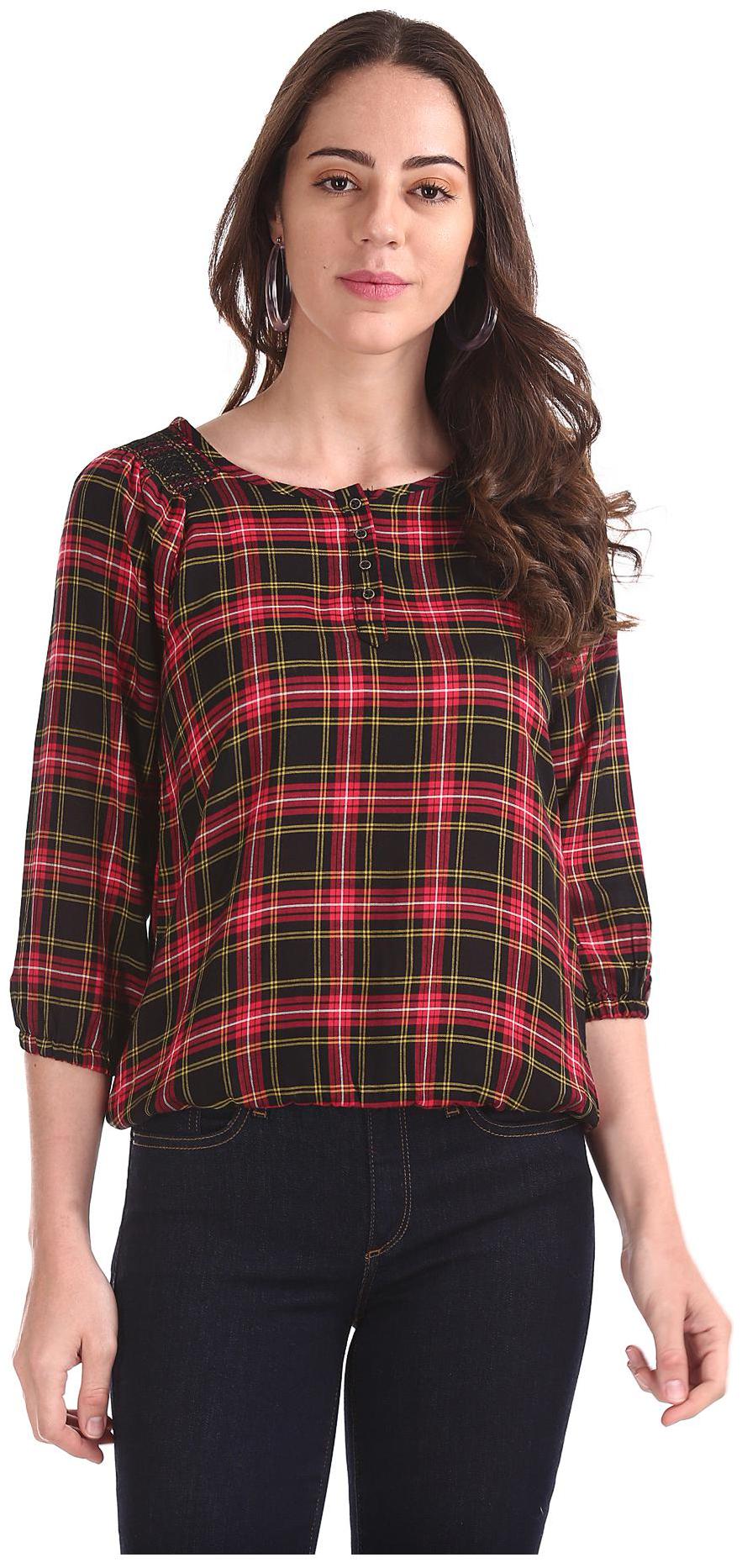 

CHEROKEE Women Checked Regular top - Red