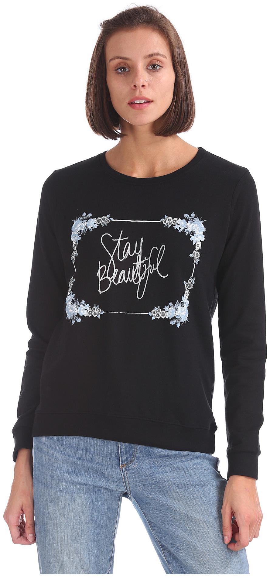 

CHEROKEE Women Printed Sweatshirt - Black