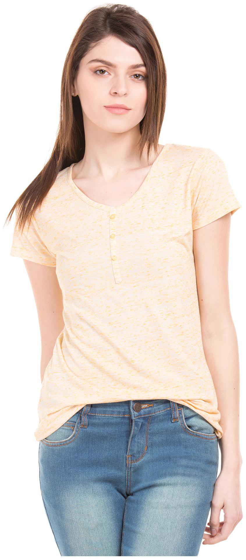 

CHEROKEE Women Yellow Regular fit U neck Polyester T shirt
