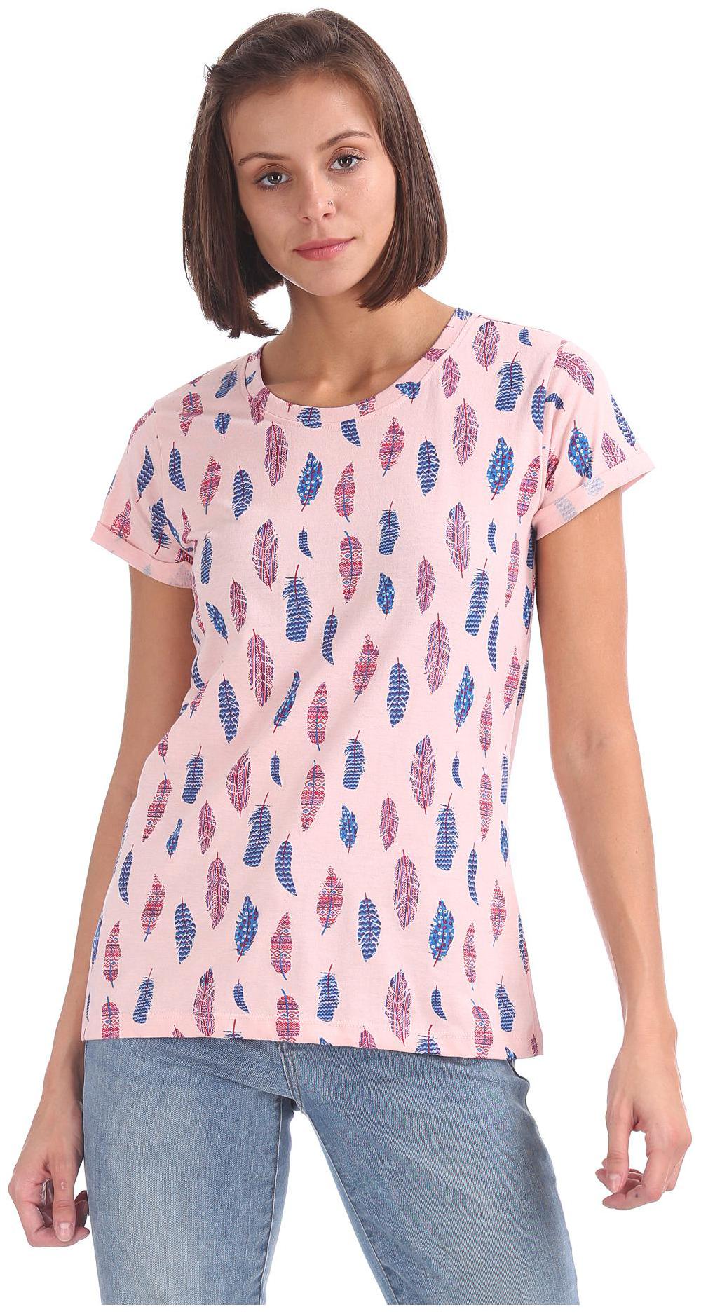 

CHEROKEE Women Pink Regular fit Round neck Cotton T shirt
