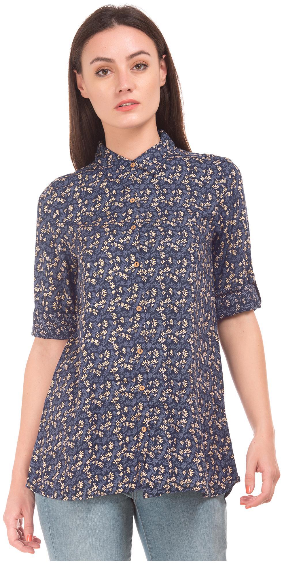 

CHEROKEE Women Blue Printed Regular Fit Shirt