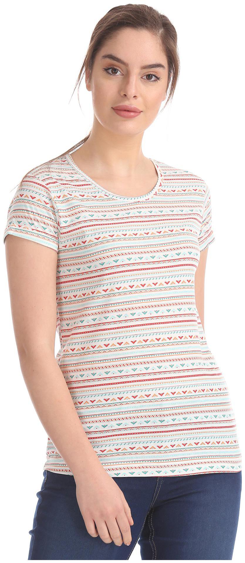 

CHEROKEE Women Multi Regular fit Round neck Polyester T shirt