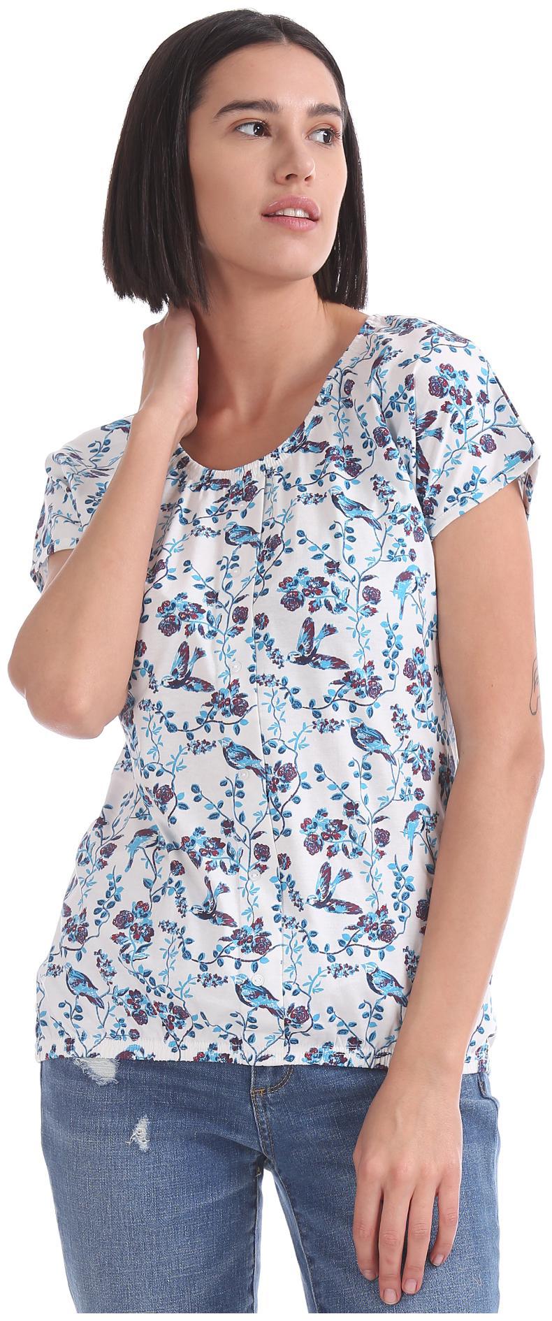 

CHEROKEE Women Cotton Printed T Shirt White