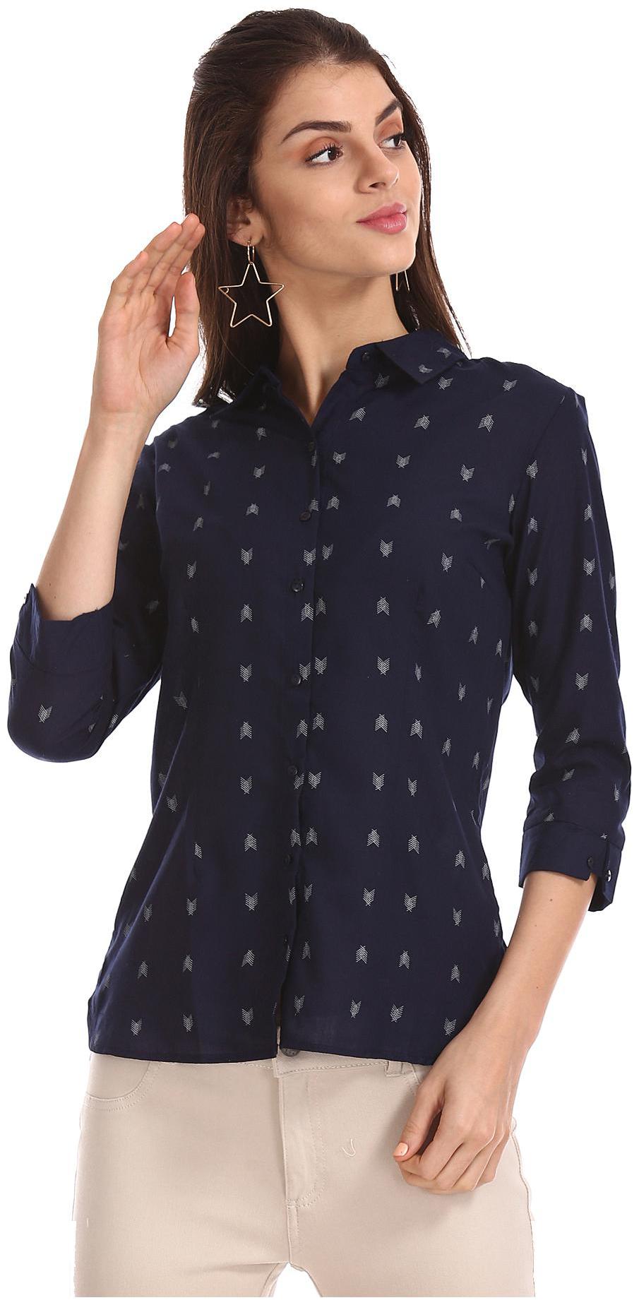 

CHEROKEE Women Blue Printed Regular Fit Shirt