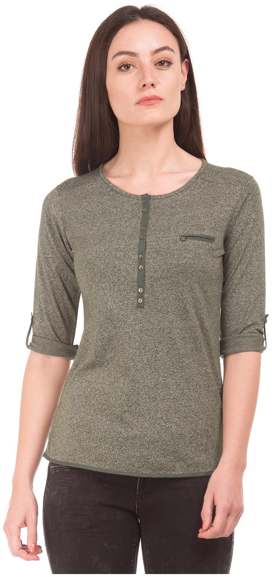 

CHEROKEE Women Self design Regular top - Green