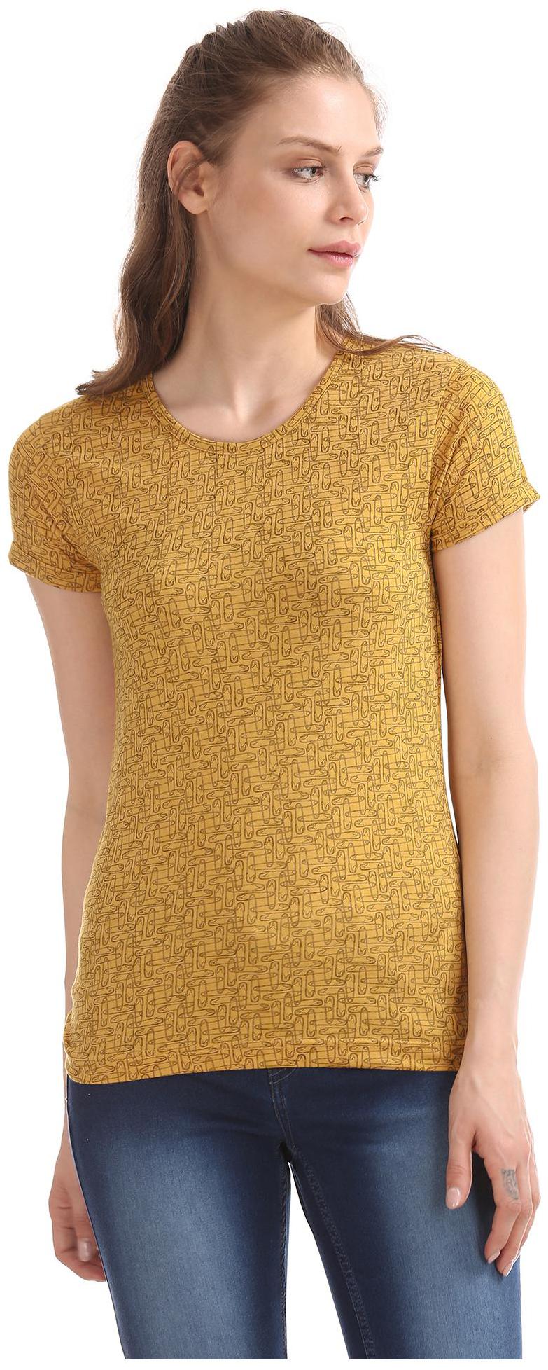 

CHEROKEE Women Yellow Regular fit Round neck Cotton T shirt
