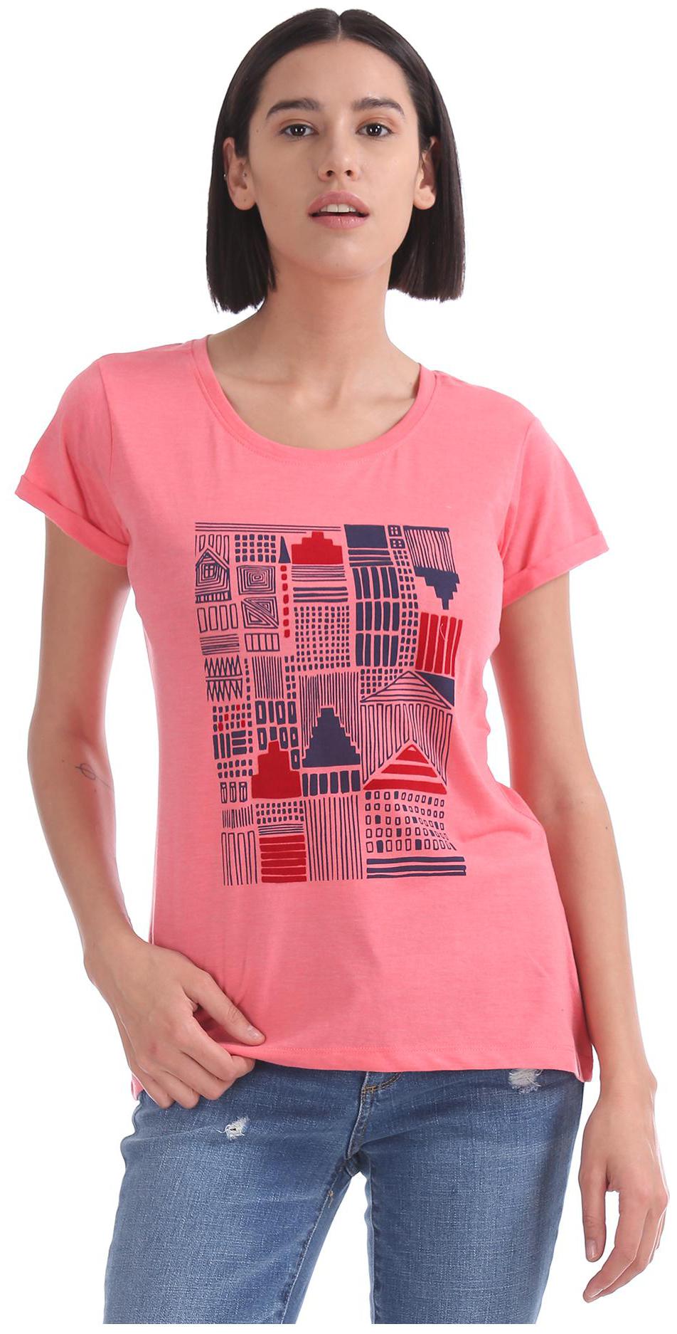 

CHEROKEE Women Pink Regular fit Round neck Cotton T shirt
