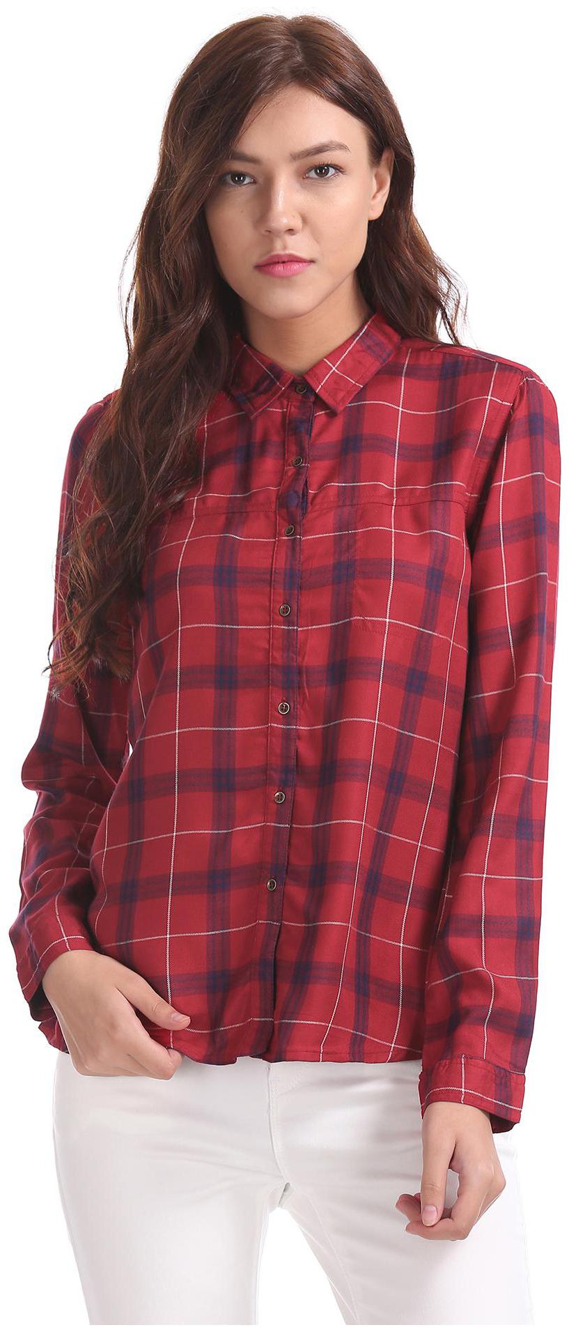 

CHEROKEE Women Red Checked Regular Fit Shirt