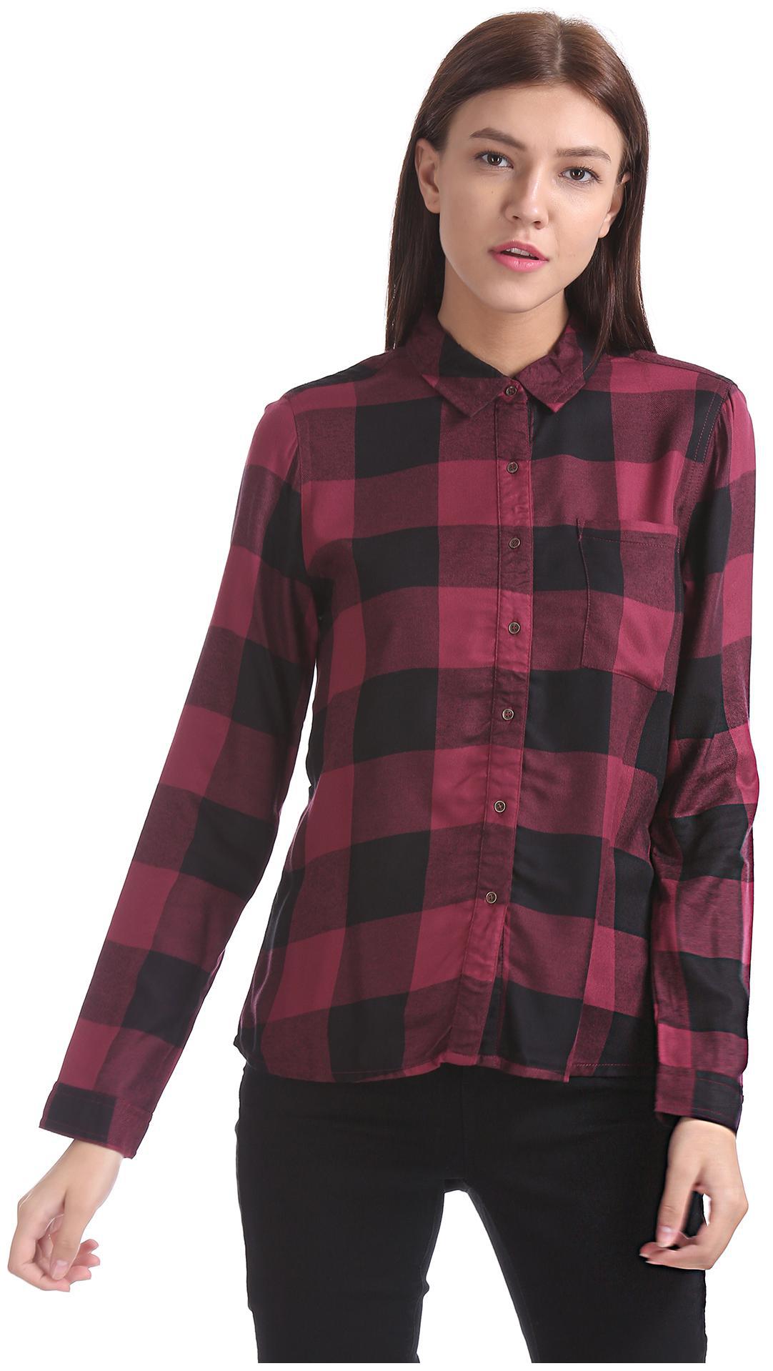 

CHEROKEE Women Red Checked Regular Fit Shirt