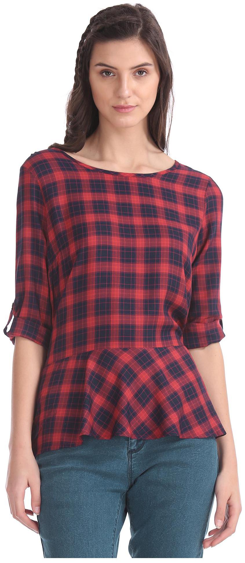 

CHEROKEE Women Checked Regular top - Red