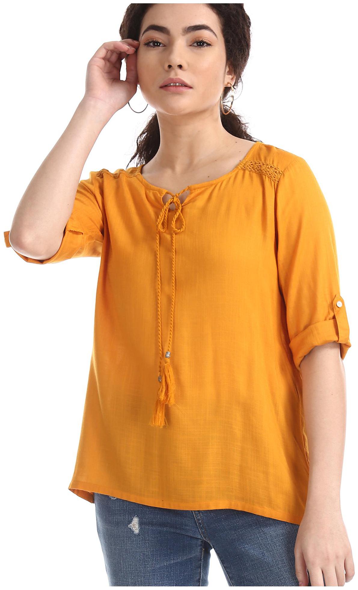 

CHEROKEE Women Solid Regular top - Yellow