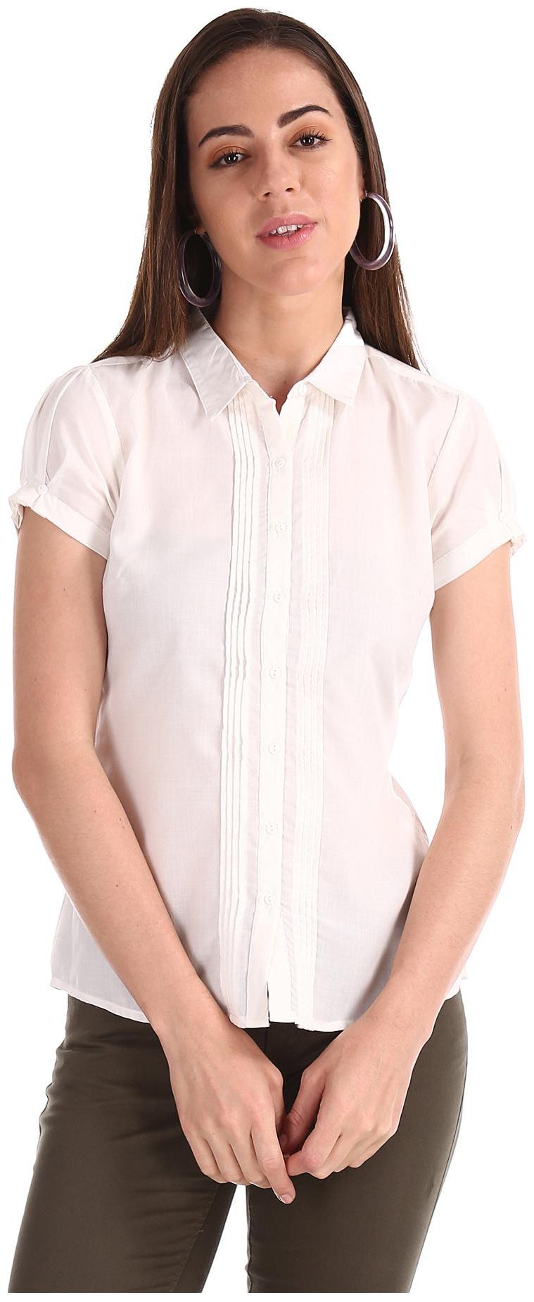 

CHEROKEE Women White Solid Regular Fit Shirt