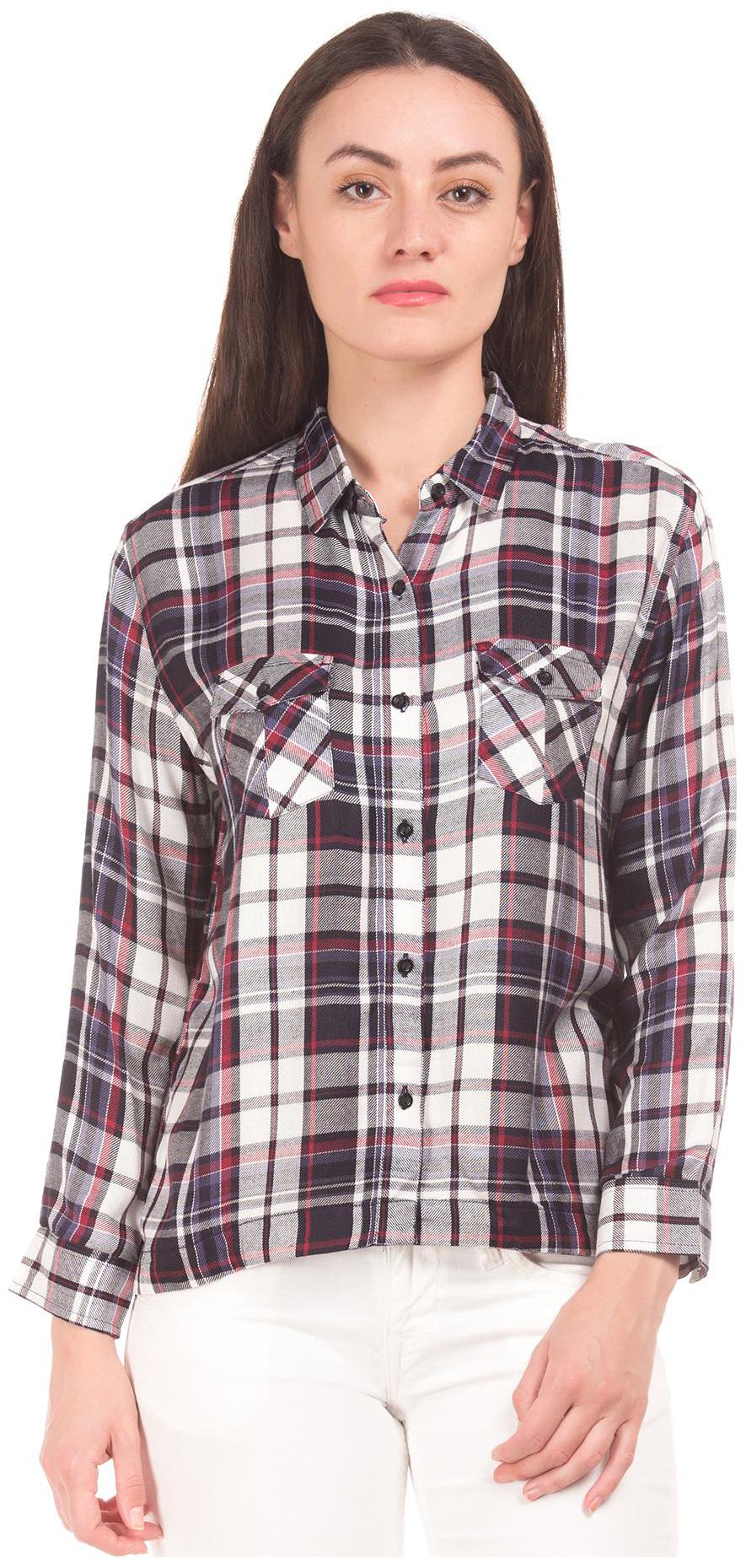 

CHEROKEE Women White Checked Regular Fit Shirt