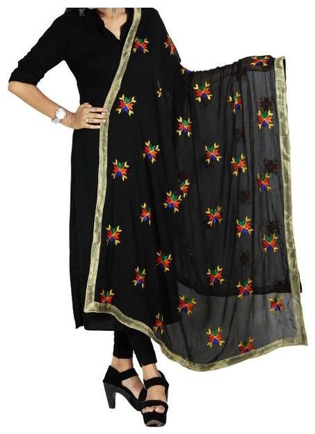 

Chiffon Phukari dupatta with embroidery work